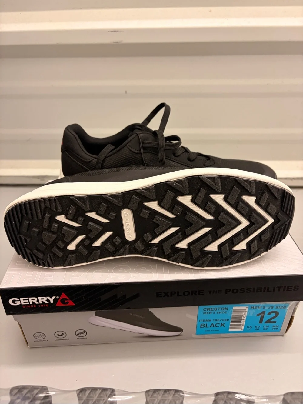 Gerry Men's Creston Lightweight Athletic Sneakers Black White NWT - Size 12